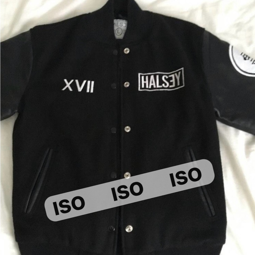 ISO !!! Halsey varsity jacket ISO